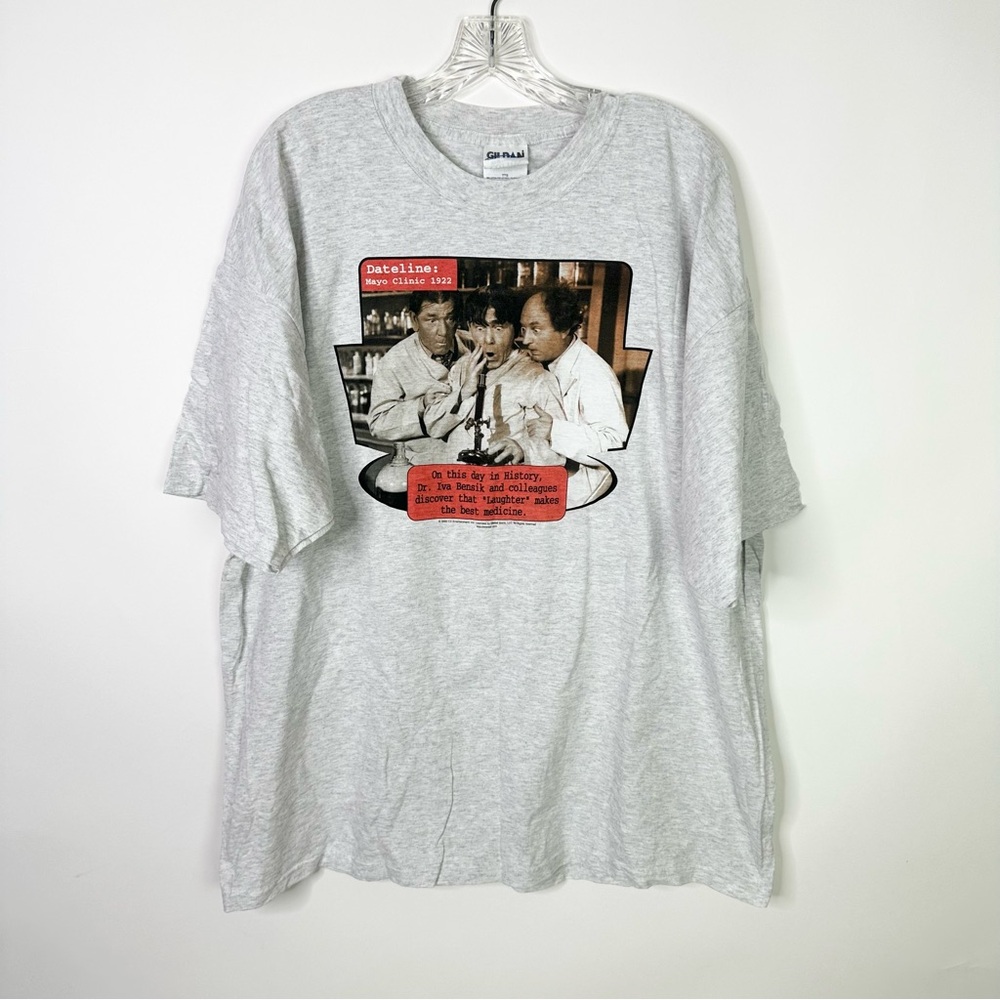 Vintage Mayo Clinic Three Stooges T Shirt 2XL Grey Graphic Print Tee